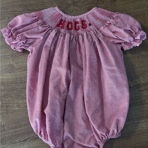 Red and White Gingham Baby Romper